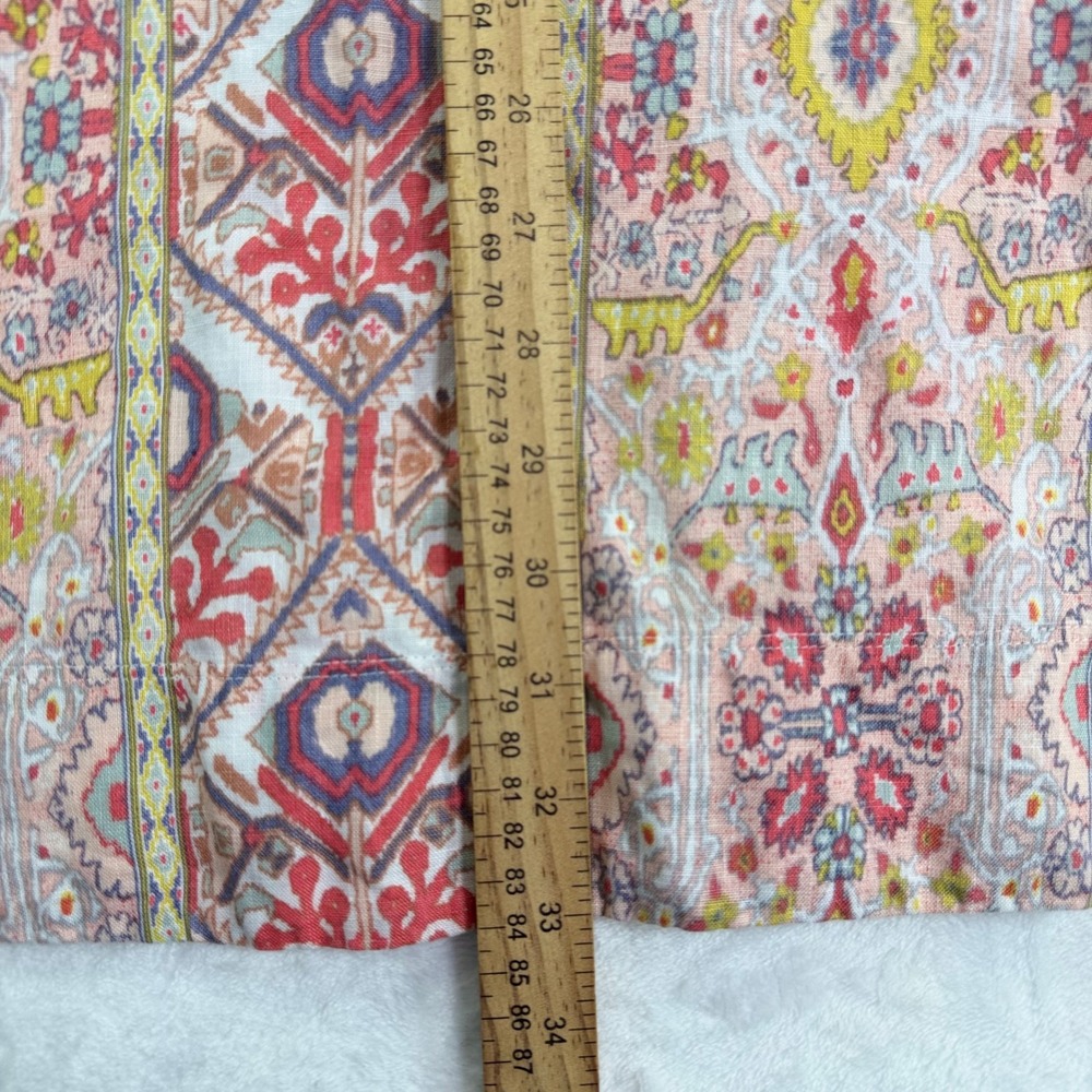 Rachel Zoe Pink‎ 100% Linen Medallion Paisley Sleeveless Shift Dress S Boho - Picture 2 of 6